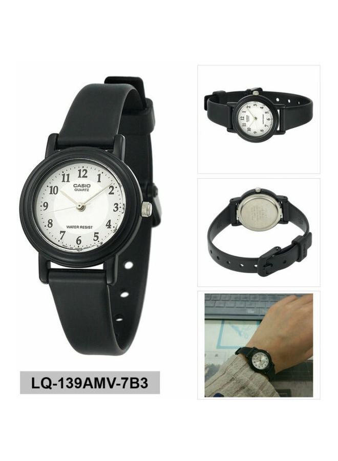 كاسيو ساعة يد بعقارب وسوار من الراتنج مقاومة للماء طراز LQ139AMV-7B3 - مقاس 24 مم - لون أسود للنساء - Image 5