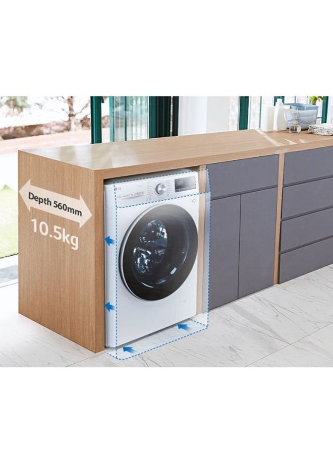 LG - Front Load Washing Machine With Dryer 10.5kg WSV1107WHT White/Black - Image 1