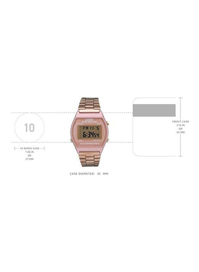 CASIO - Women's Vintage Collection Youth Water Resistant Digital Watch B640WC-5ADF - 35 mm - Rose Gold - Image 1