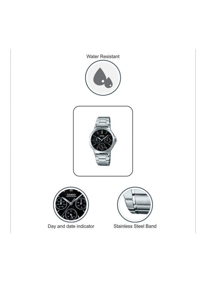 CASIO - Women's Water Resistant Stainless Steel Analog Wrist Watch LTP-V005D-1AUDF - 28 mm - Silver - Image 1
