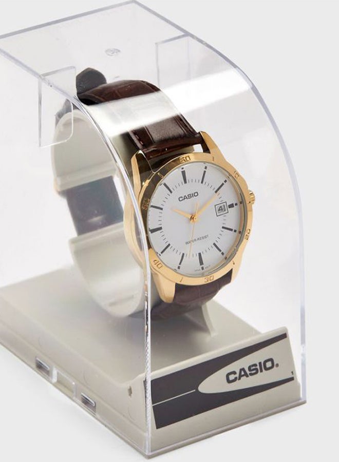 CASIO - Men's Water Resistant Analog Watch MTP-V004GL-7AUDF - 47 mm - Brown - Image 1