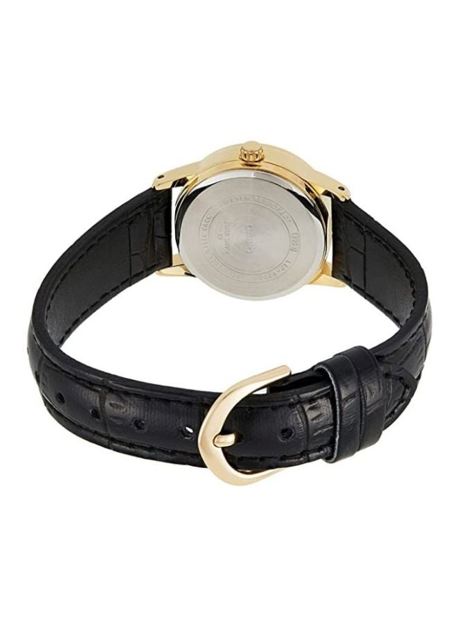 كاسيو ساعة يد بعقارب وسوار من الجلد طراز LTP-V002GL-7B2UDF - مقاس 25 مم - لون أسود للنساء - Image 2