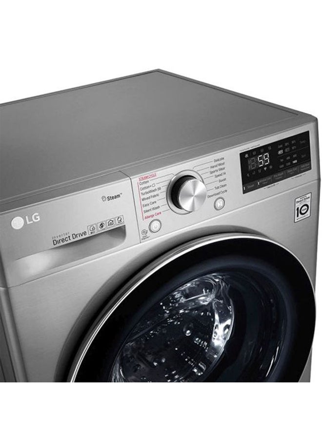 LG - Front Load washing Machine 10.5 Kg WFV1114XMT Silver - Image 1
