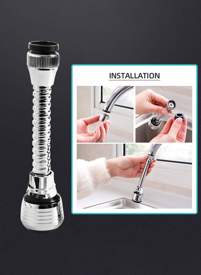Turbo Flex 360 Instant Hands Free Faucet Swivel Spray Sink Hose Silver 6inch Iron Sliver 3.5 x 15.5centimeter 