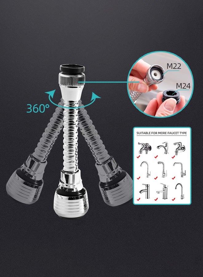 أمال - خرطوم صنبور تيربو فليكس 360 رشاش ودوار وفوري ومناسب للاستخدام من دون اليدين، مقاس 6 بوصات 3.5 × 15.5 سم، لون فضي حديدي فضي حديدي. 3.5 x 15.5Ø³Ù†ØªÙŠÙ…ØªØ± - Image 1