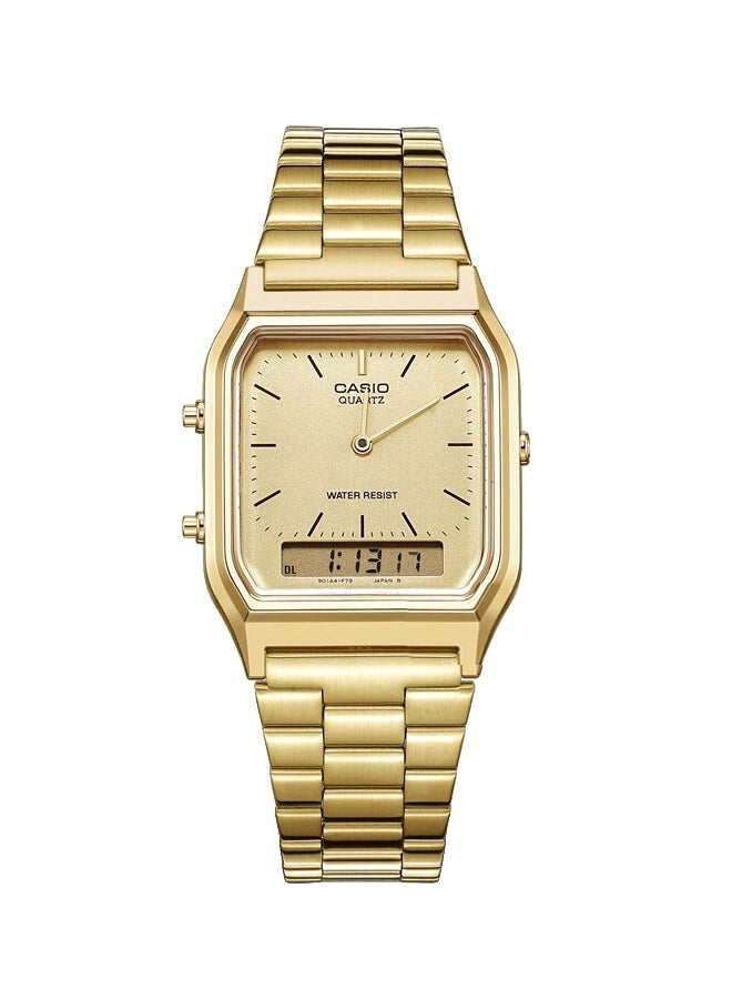 كاسيو ساعة يد رقمية وبعقارب مقاومة للماء طراز AQ-230GA-9DDF مقاس 39 مم - لون ذهبي للرجال - Image 1