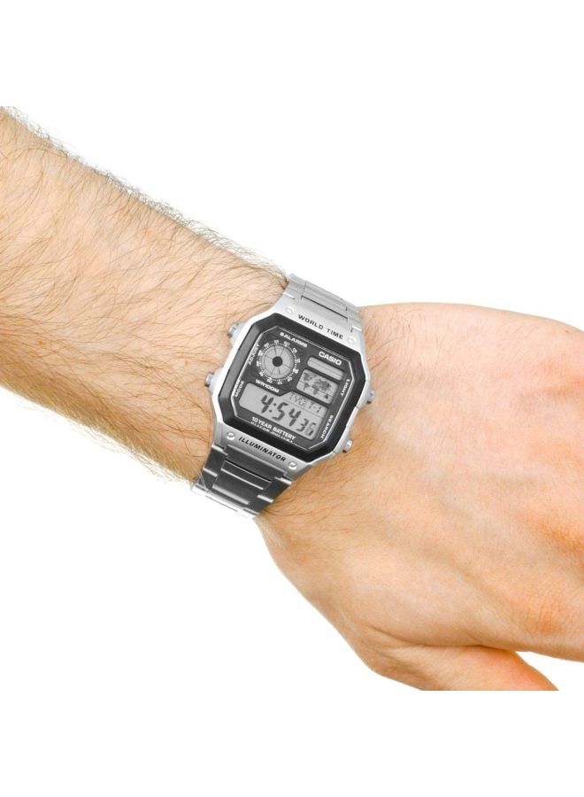 CASIO Men's Youth Water Resistant Stainless Steel Digital Watch AE-1200WHD-1AVE - 42 mm - Silver  - Image 5