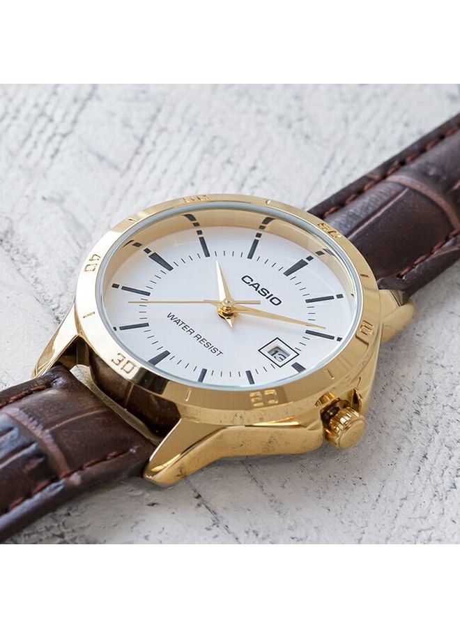 كاسيو ساعة يد بعقارب مقاومة للماء طراز LTP-V004GL-7A - قياس 35 مم - لون بني للنساء - Image 4