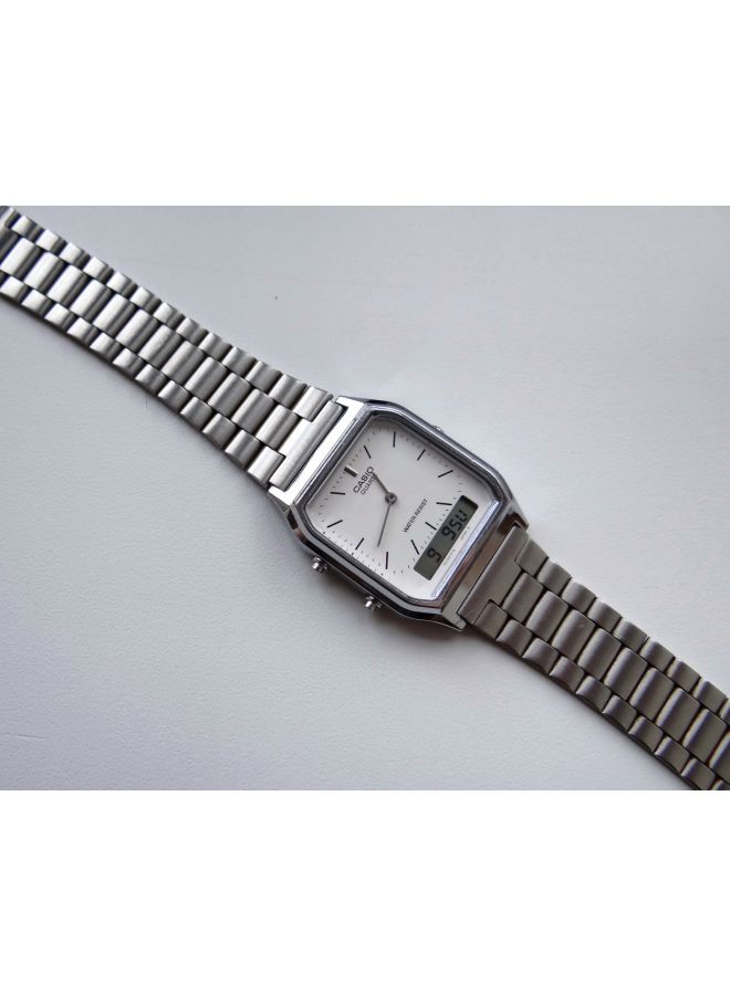 CASIO - Men's Vintage Water Resistant Analog & Digital Watch AQ-230A-7D - 39 mm - Silver - Image 1