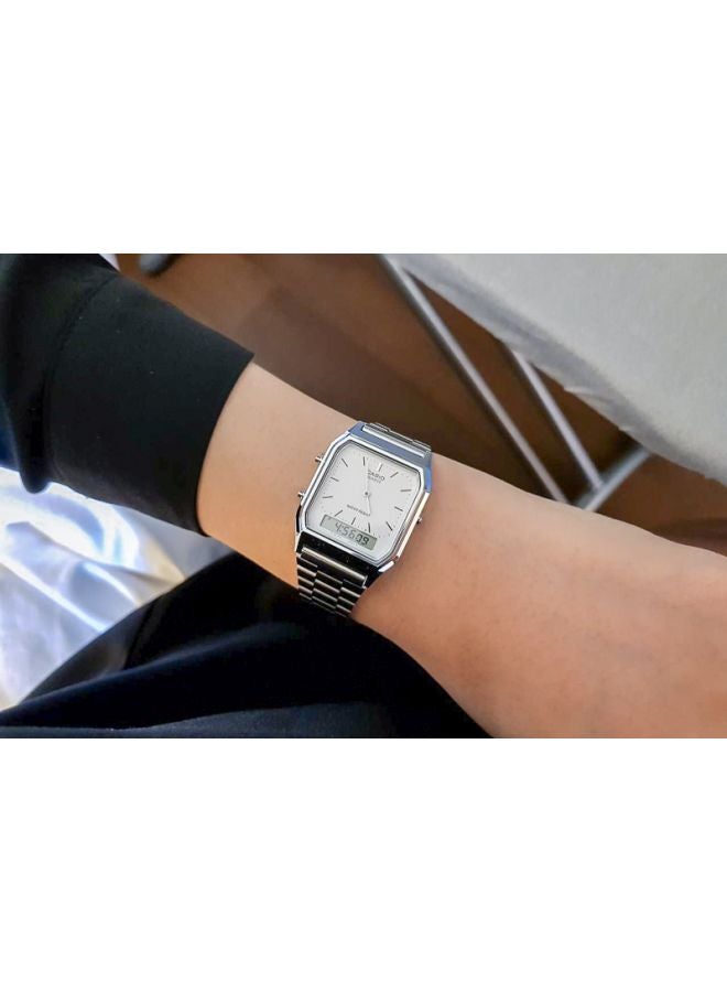 CASIO - Men's Vintage Water Resistant Analog & Digital Watch AQ-230A-7D - 39 mm - Silver - Image 1