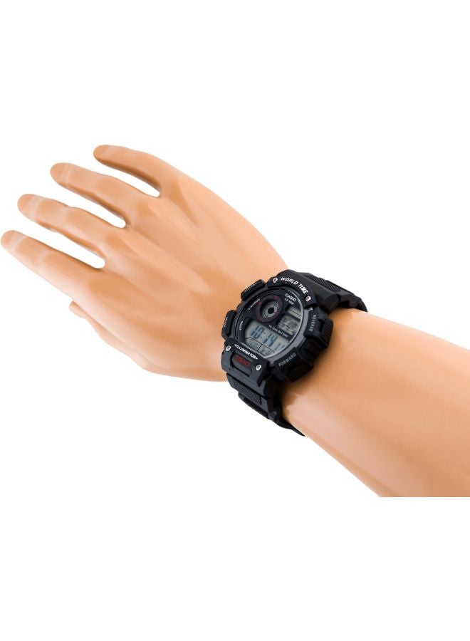 كاسيو ساعة يد رقمية مقاومة للماء بسوار من الراتينج طراز AE-1400WH-1A - قياس 51 مم - لون أسود للرجال - Image 5