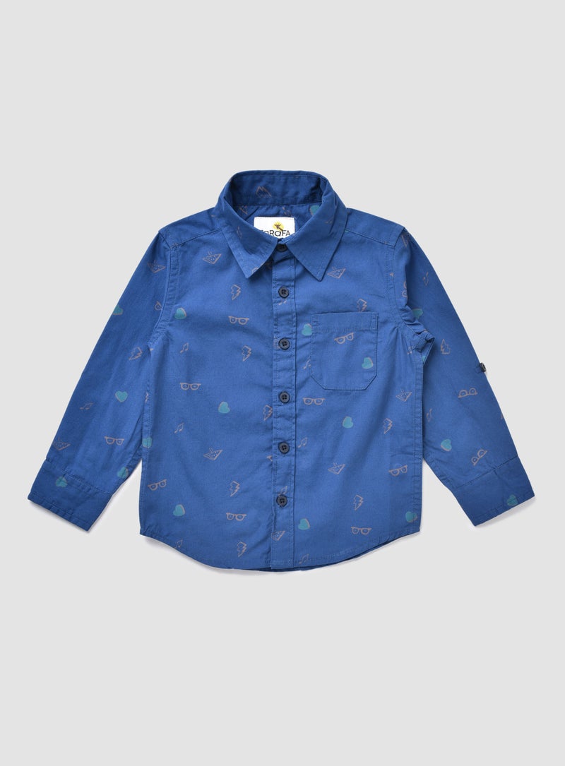 Zarafa Casual Printed Long Sleeves Shirt Blue  - Image 1