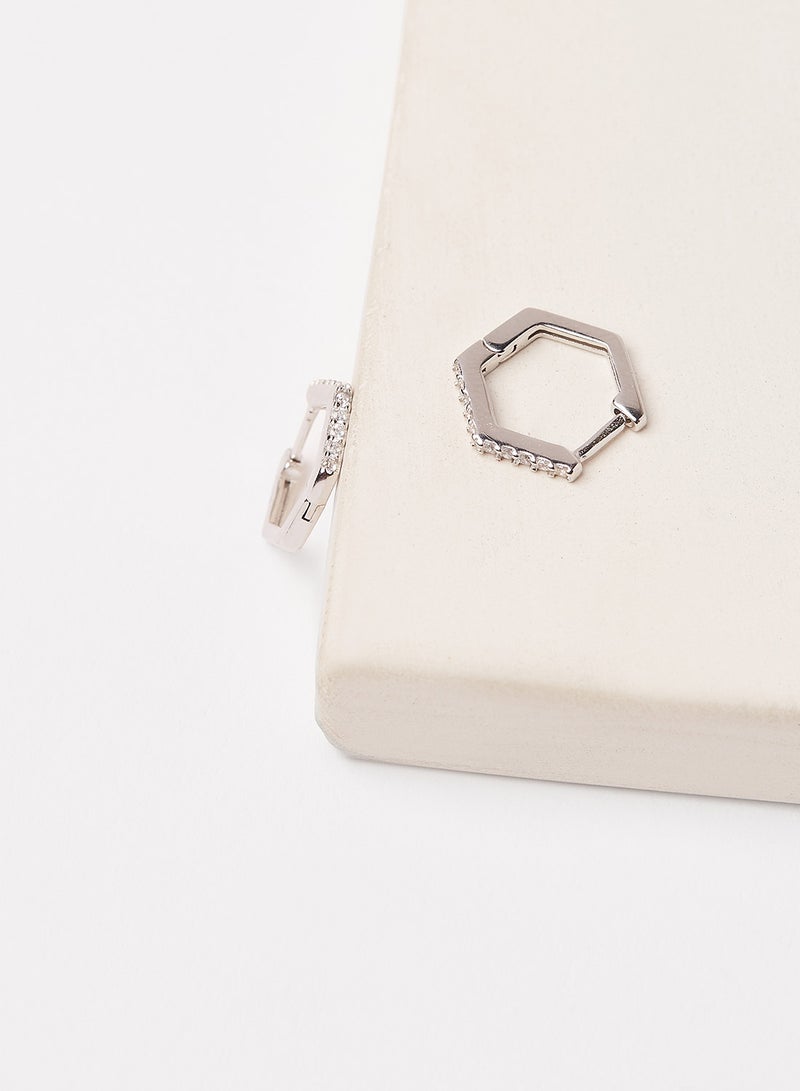 KINGSLEY RYAN - Embellished Hexagon Earrings - Image 1