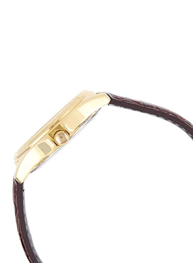 كاسيو طقم ساعة يد كوارتز بعقارب وسوار من الجلد طراز MT/ 1183Q-7A - مقاس 39 مم - لون بني - Image 3