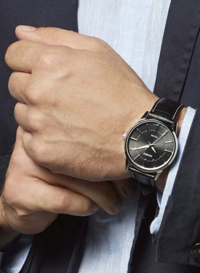 كاسيو ساعة يد بعقارب إنتيسر كوارتز طراز LTP-1303L-1AVDF - 30 مم - أسود للرجال - Image 4