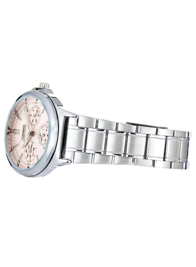 كاسيو ساعة يد بعقارب وسوار من الإستانلس ستيل طراز LTP-V300D-4A - قياس 34 مم - لون فضي للنساء - Image 2