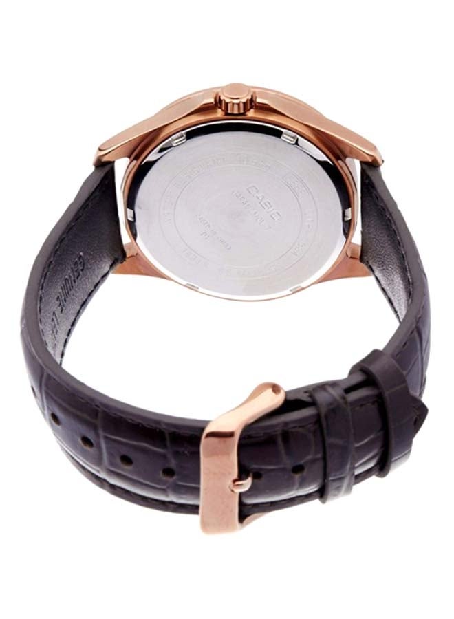 كاسيو ساعة يد بعقارب وسوار من الجلد طراز MTP-1384L-7ADF - 41 مم - بني للرجال - Image 2