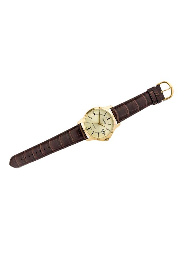 CASIO Men's Leather Band Analog Watch MTP-V004GL-9AUDF - 42mm - Brown - Image 4