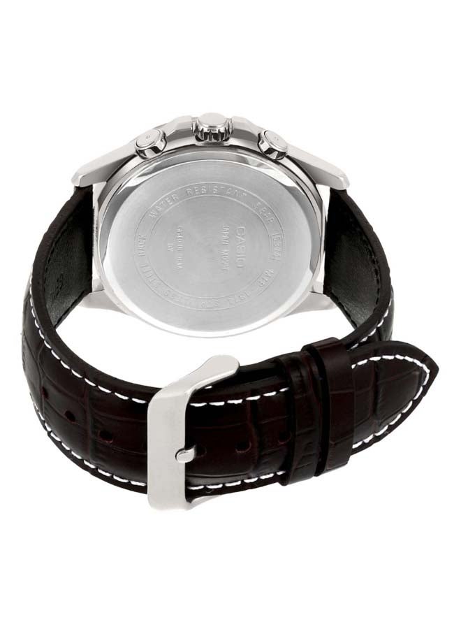 CASIO Men's Leather Chronograph Watch MTP-1374L-7 - Image 4