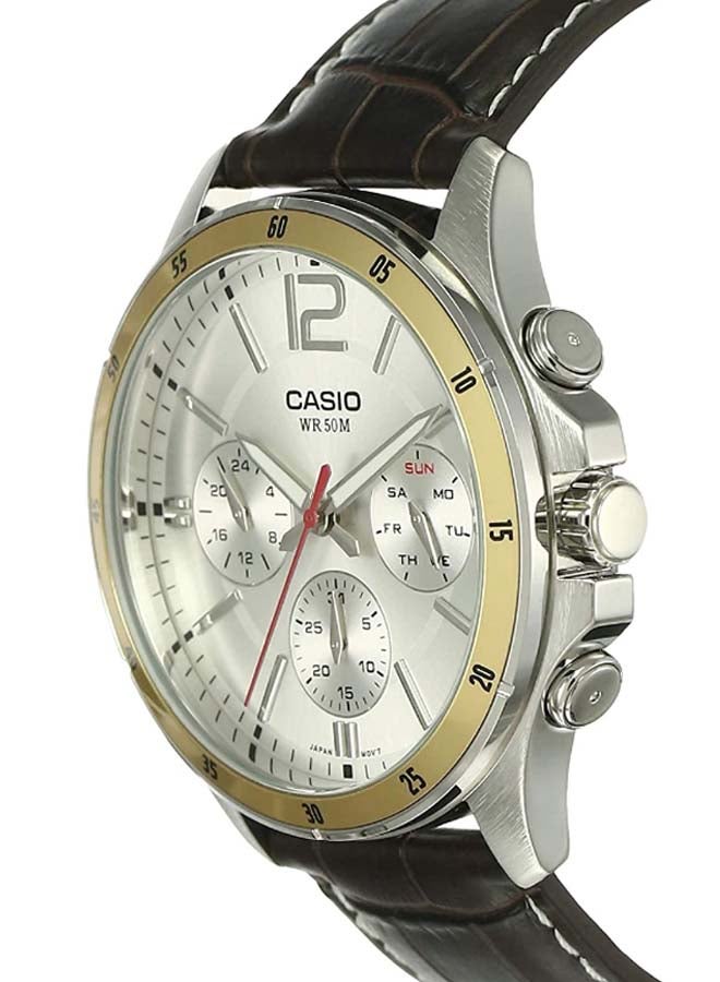 CASIO Men's Leather Chronograph Watch MTP-1374L-7 - Image 5