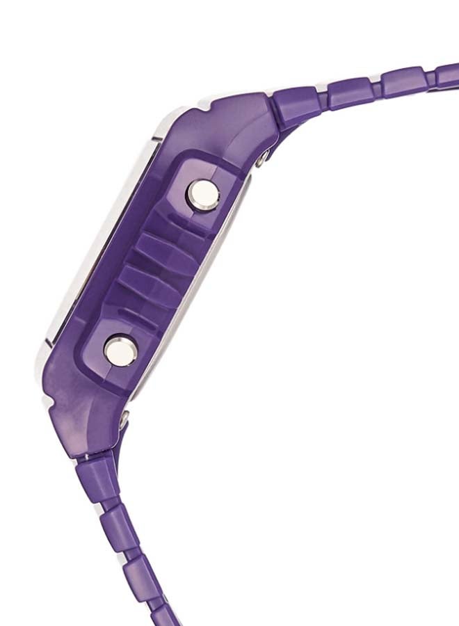 كاسيو ساعة يد رقمية بسوار من الراتينج مقاومة للماء طراز W-215H-6AVDF - 41 مم - لون أرجواني للرجال - Image 4