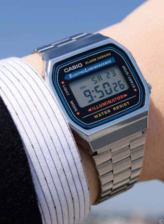 كاسيو ساعة يد رقمية كلاسيكية طراز A168WA-1 - مقاس 32 مم - لون فضي للرجال - Image 5