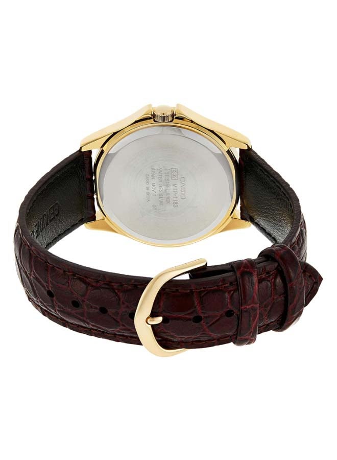 كاسيو ساعة يد بعقارب وسوار من الجلد طراز LTP-1183Q-9A - مقاس 32 مم - لون بني للنساء - Image 2