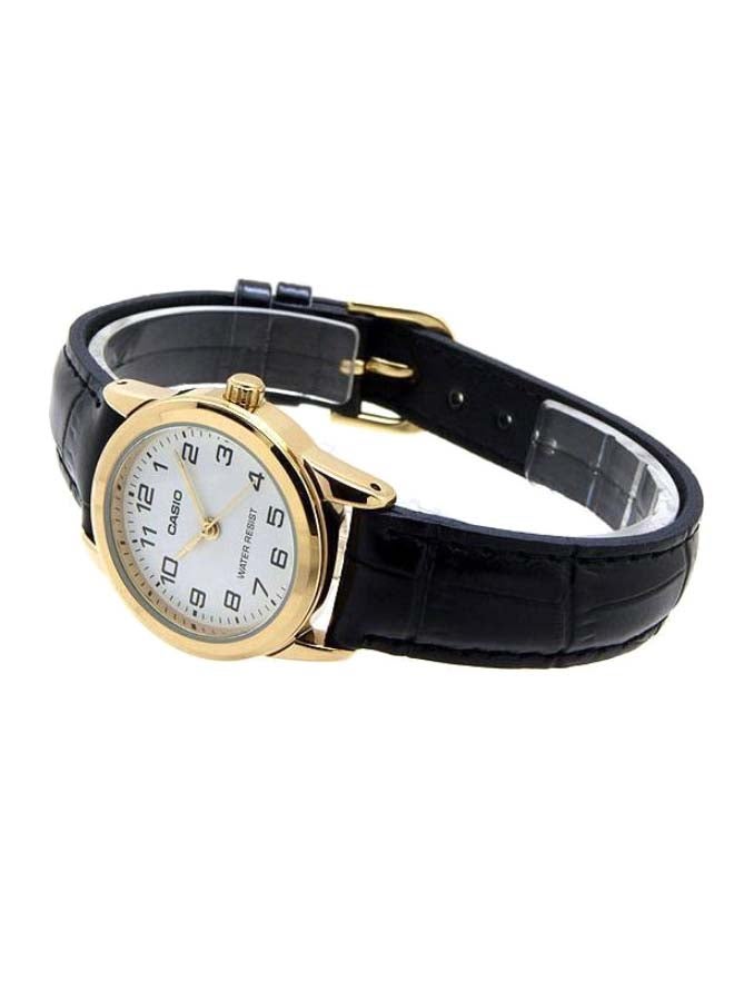 كاسيو ساعة يد بعقارب وسوار من الجلد طراز LTP-V001GL-7 - مقاس 25 مم - لون أسود للنساء - Image 2