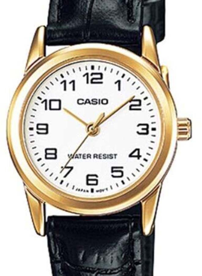 كاسيو ساعة يد بعقارب وسوار من الجلد طراز LTP-V001GL-7 - مقاس 25 مم - لون أسود للنساء - Image 3