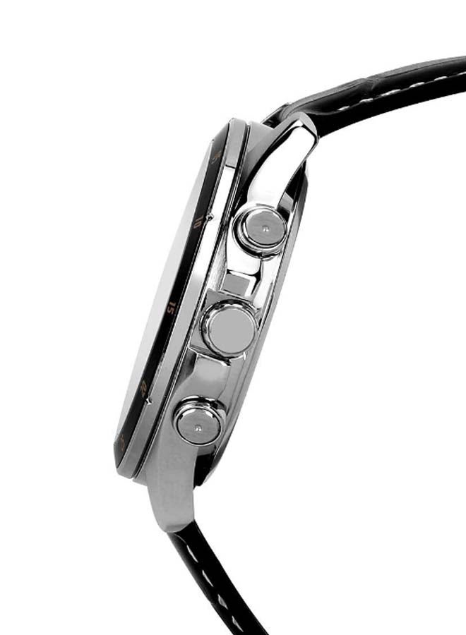 CASIO Men's Leather Chronograph Wrist Watch MTP-1374L-1 - 42 mm - Black - Image 3