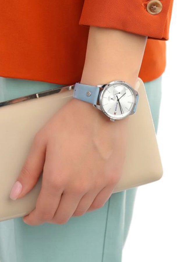 TOMMY HILFIGER - Women's Round Shape Leather Band Analog Wrist Watch 38 mm - Blue - 1782023 - Image 1