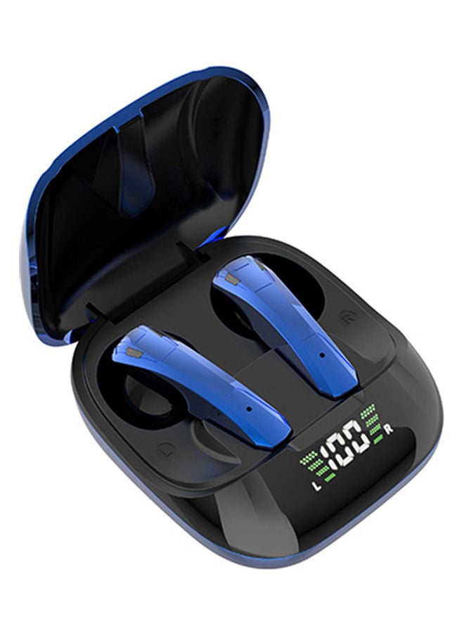 سماعة أذن داخلية بتقنية البلوتوث مع علبة شحن أسود/أزرق