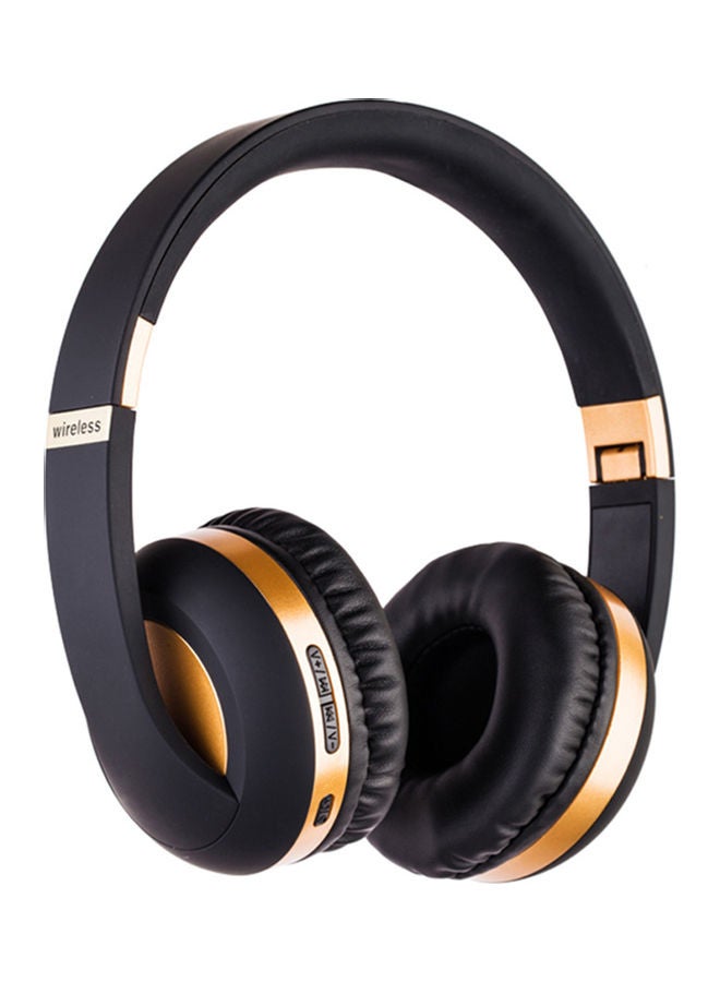 سماعة رأس بلوتوث MH4 بتصميم يغطي الأذن أسود/ذهبي