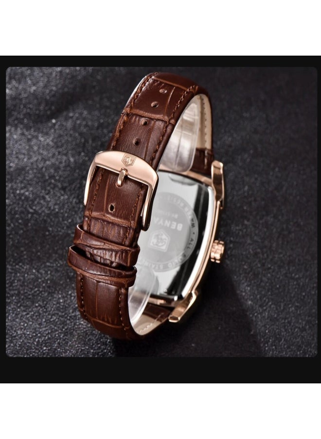 بينيار ساعة يد كرونوغراف مقاومة للماء Bentay-RG-GW-R1 - 42 ملم - بني - Image 4