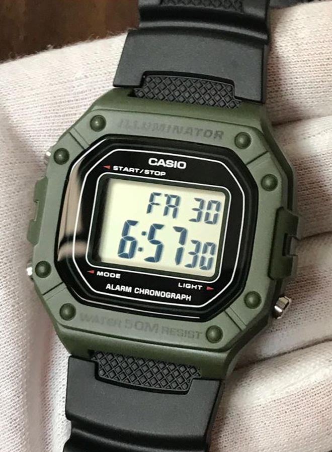 Men's Water Resistant Digital Watch W-218H-3AVDF - 44 mm - Black