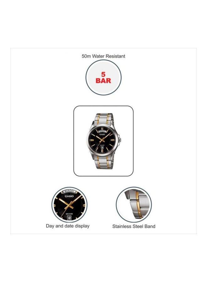 CASIO Men's Enticer Analog Wrist Watch MTP-1381G-1AVDF - 47 mm - Silver/Gold  - Image 5