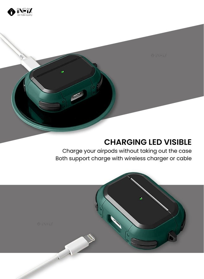 INEIX Anti-Broken Hard Shell Case Cover For Apple AirPods Pro Dark Green/Black - Image 2