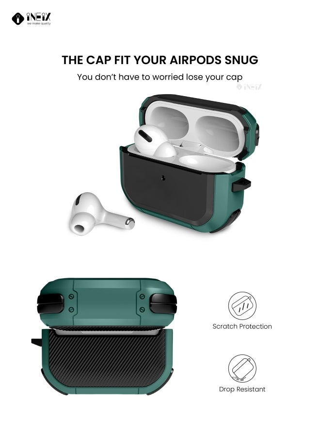 INEIX Anti-Broken Hard Shell Case Cover For Apple AirPods Pro Dark Green/Black - Image 3