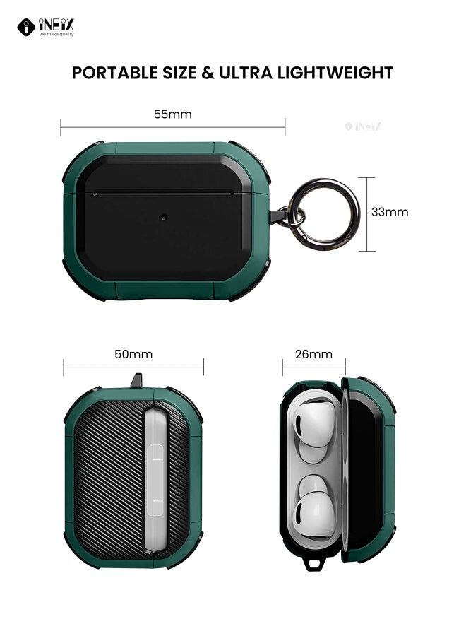 INEIX Anti-Broken Hard Shell Case Cover For Apple AirPods Pro Dark Green/Black - Image 4