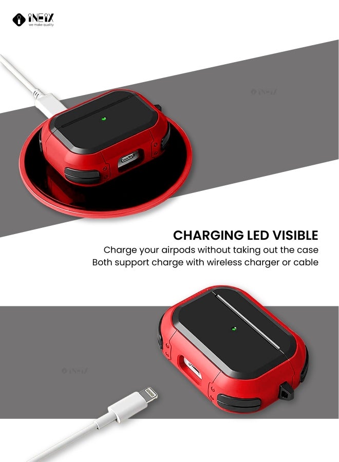 INEIX Anti-Broken Hard Shell Case Cover For Apple AirPods Pro Red/Black - Image 2