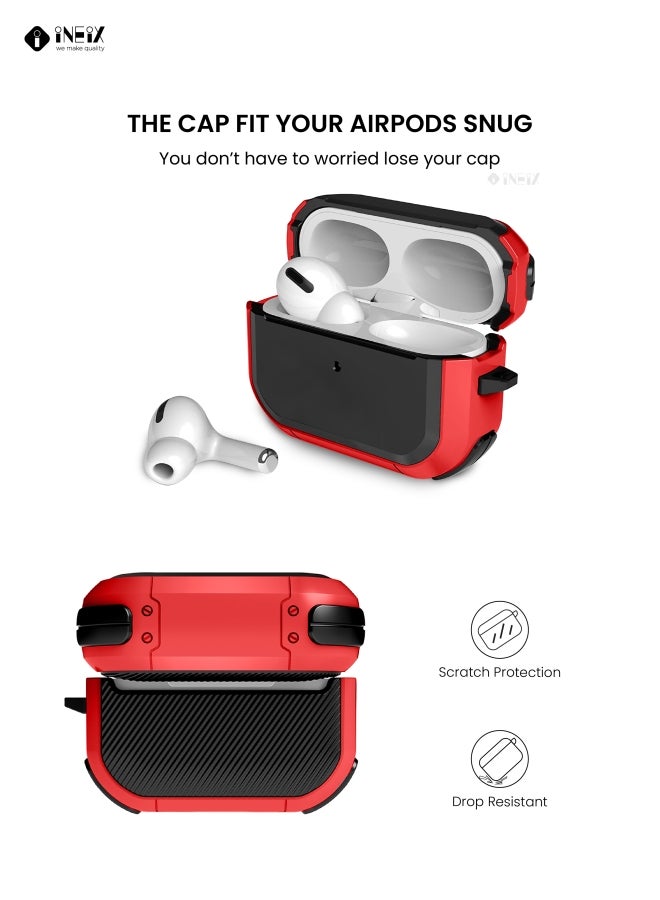 INEIX Anti-Broken Hard Shell Case Cover For Apple AirPods Pro Red/Black - Image 3