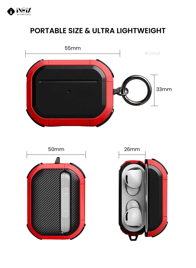 INEIX Anti-Broken Hard Shell Case Cover For Apple AirPods Pro Red/Black - Image 4