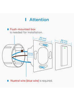 meross Smart Wi Fi Wall Switch 1-Gang 1-Way Physical Button Works With Apple HomeKit White  - Image 3