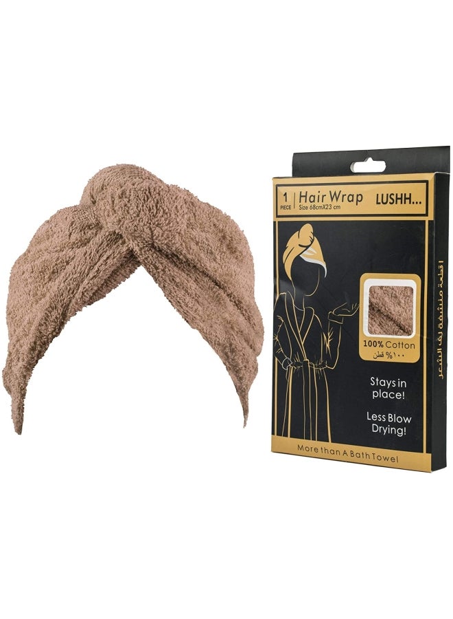 Lushh Cotton Hair Wrap Brown 68x23cm - Image 5