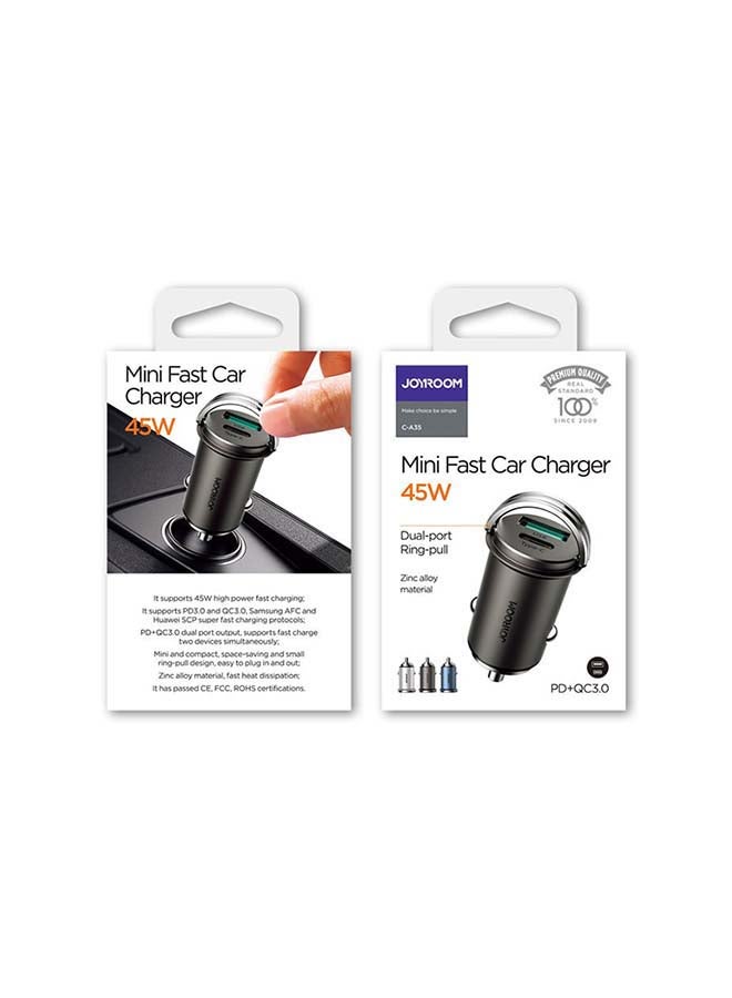 JOYROOM 45W Type-C And USB Car Charger Silver - Image 4