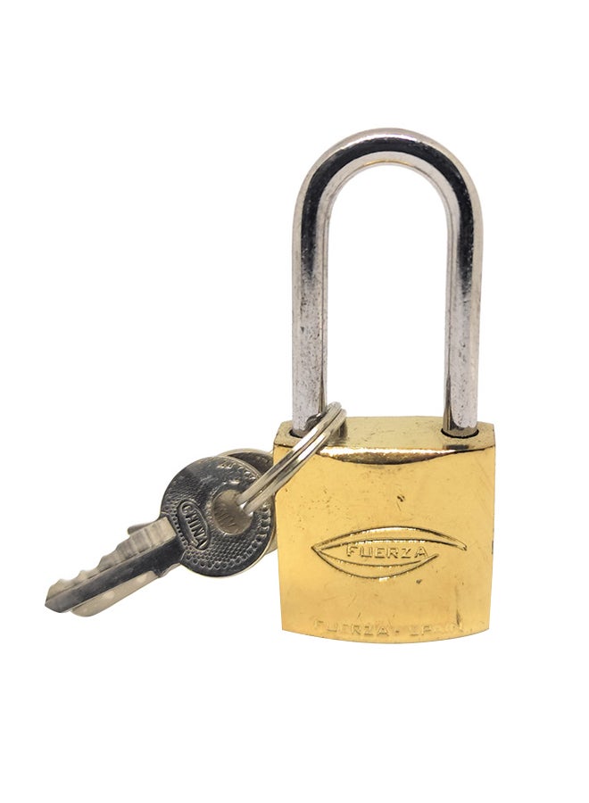 Brass Padlock With Pair Of Keys Gold 