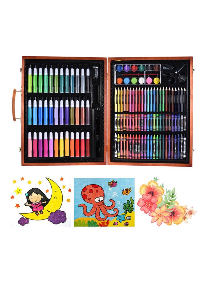 طقم ألوان مكون من 148 قطعة مع علبة خشبية - Image 1