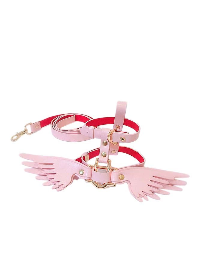 Dog Harness And Leash Set Pink 15.6inch - Image 1