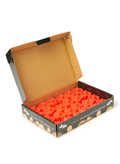 24-Piece Heart Shape Battery Included LED Candle Set red 3.5 x 4 x 4cm