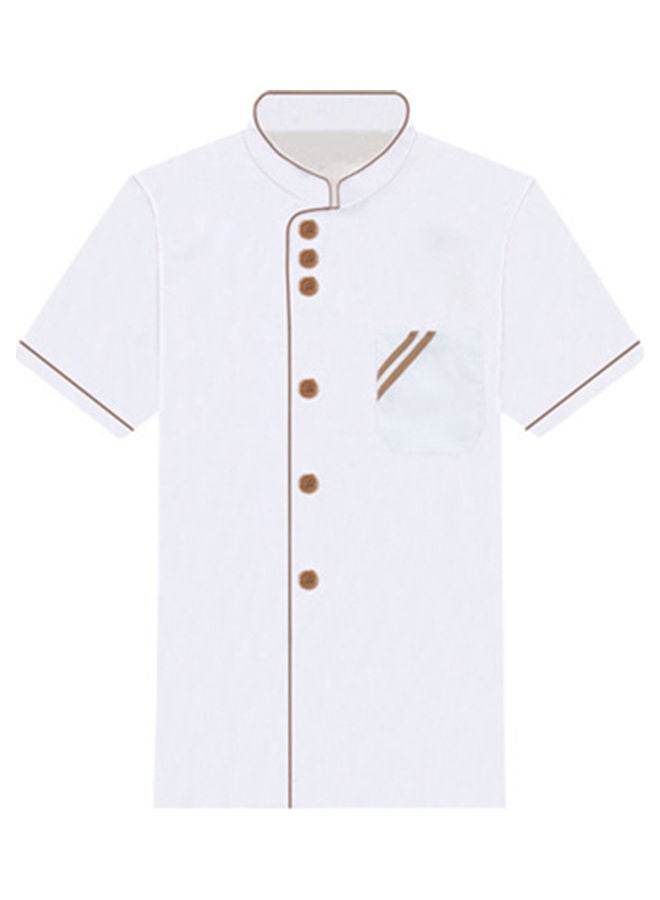 Unisex Short Long Sleeve Chef Service Coat White/Brown 
